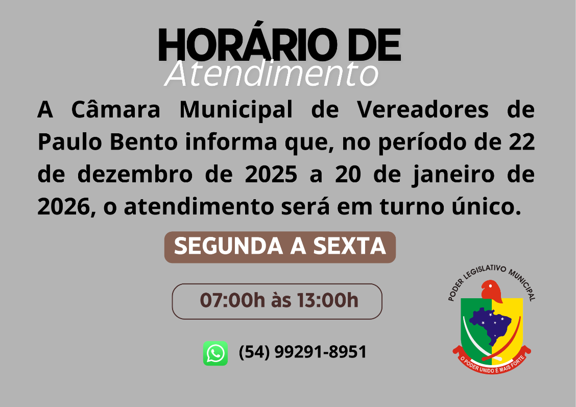 C�mara de Vereadores de Paulo Bento adota turno �nico